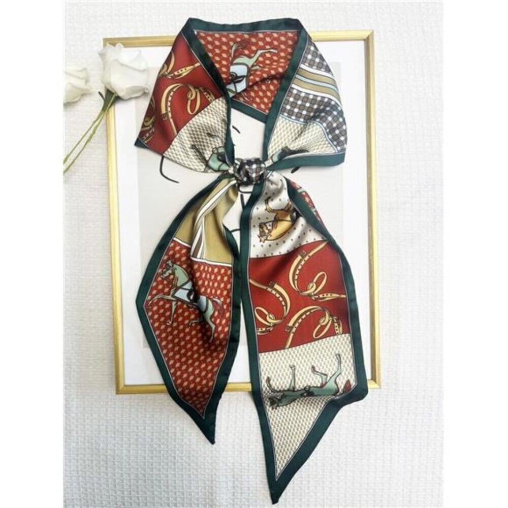 Hair Scarf Horse Print and  Silky Long Neck Head Scarves Purse Bag Scarfs Gifts
